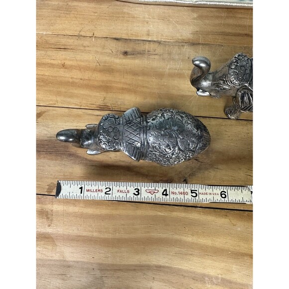 Vintage Set Of 2 Metal Elephant Lucky - Picture 4 of 6